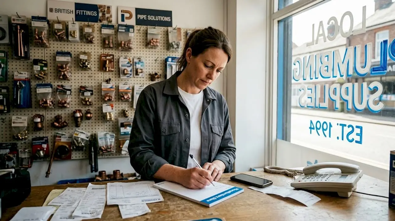 Business owner writing memorable phone number