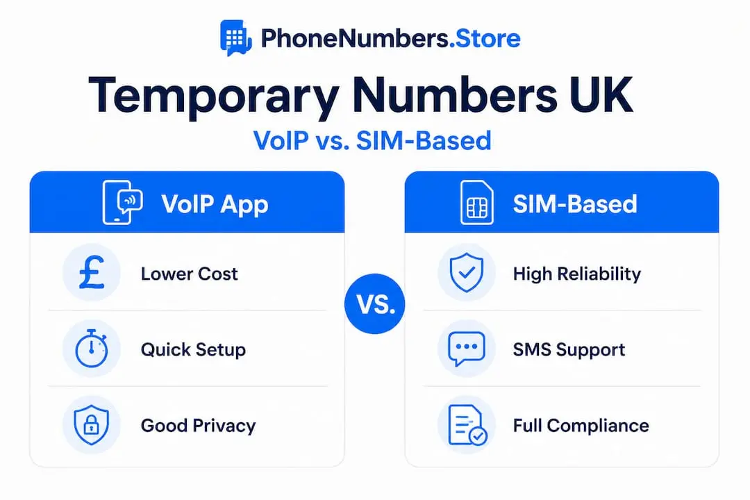 Infographic comparing VoIP app versus SIM-based phone numbers