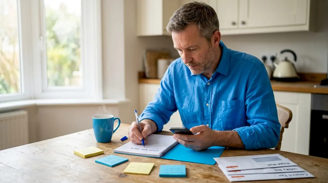 Business owner notes down memorable phone number