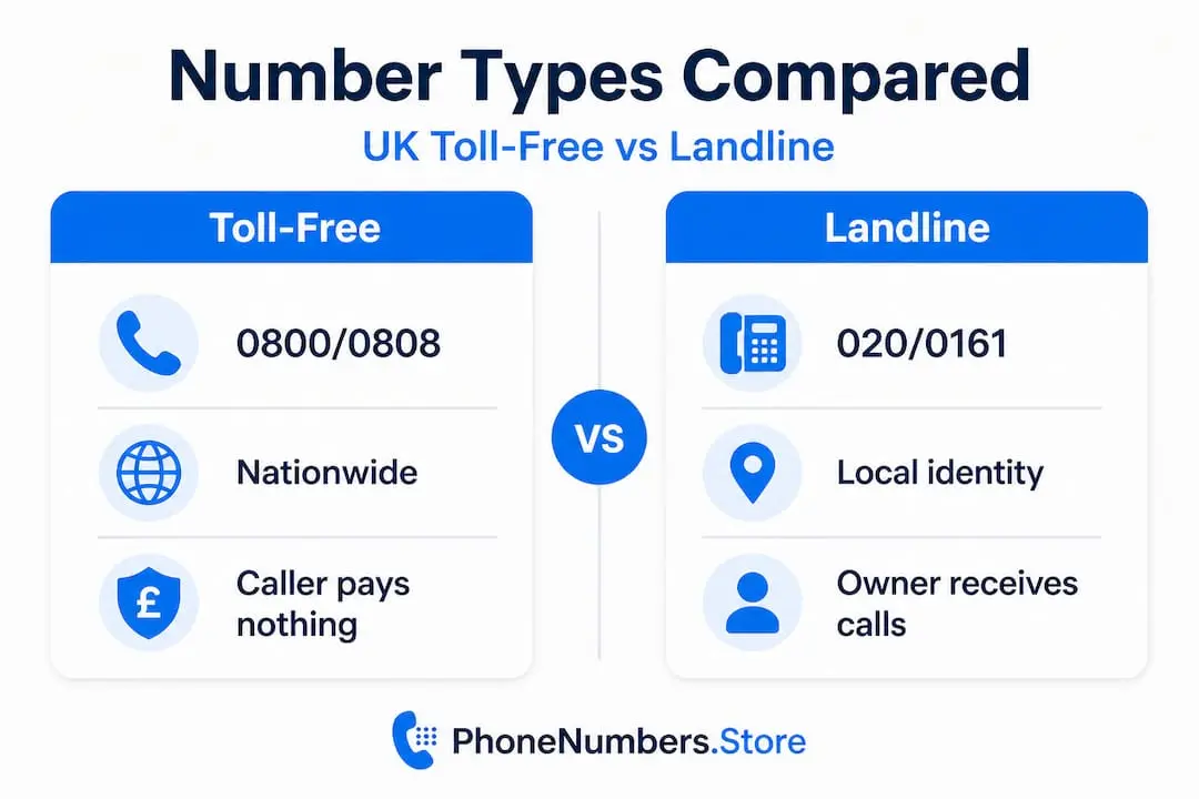 Infographic comparing toll-free and landline numbers