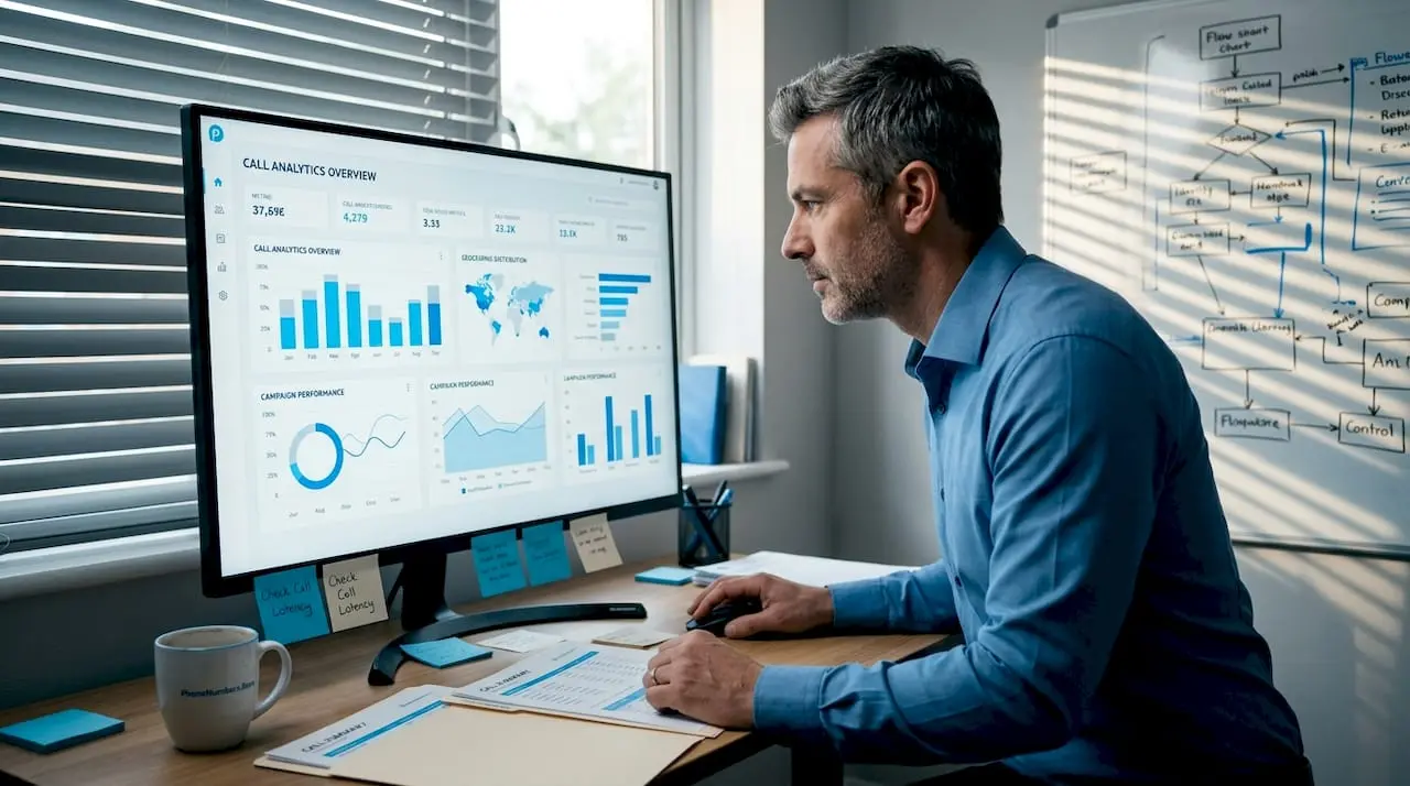 Analyst examining call measurement dashboard