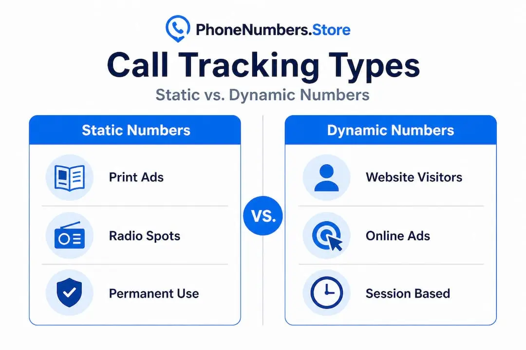 Infographic comparing static and dynamic call tracking numbers