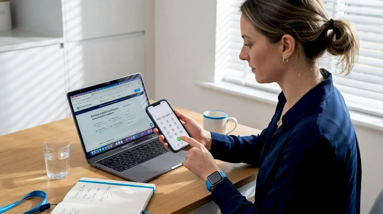 Woman tapping click-to-call link on phone