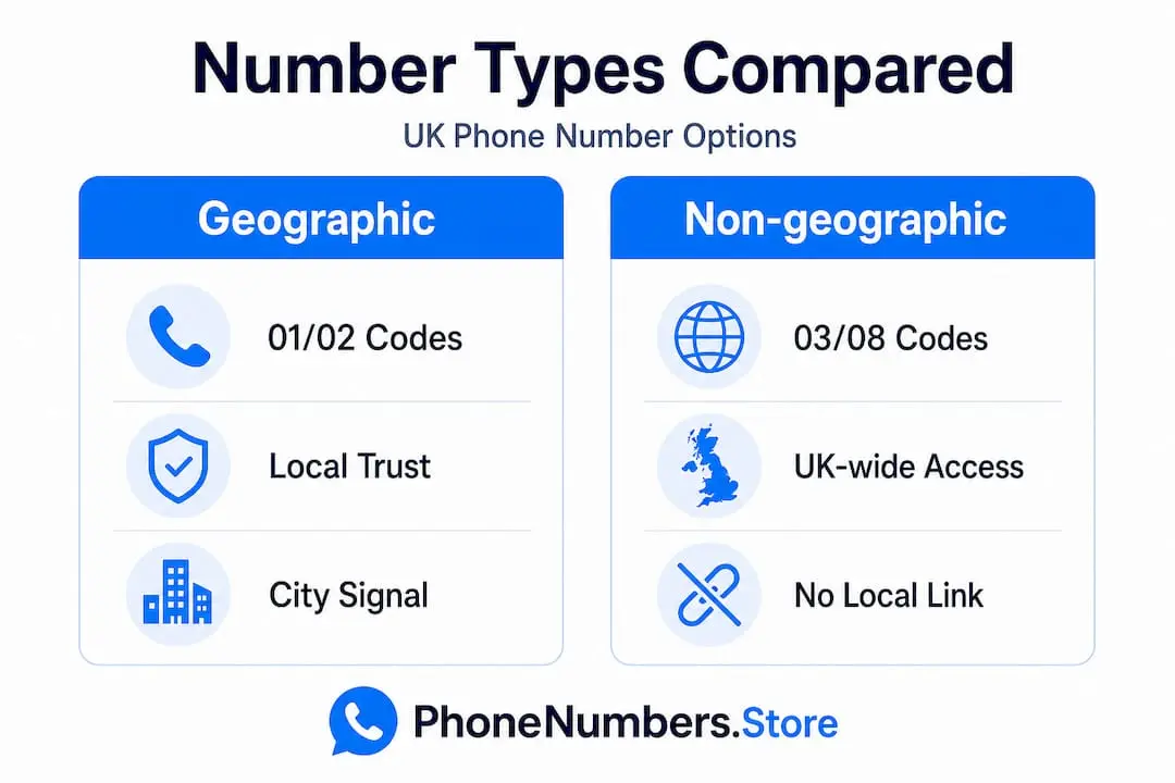 Infographic contrasting UK geographic and non-geographic numbers