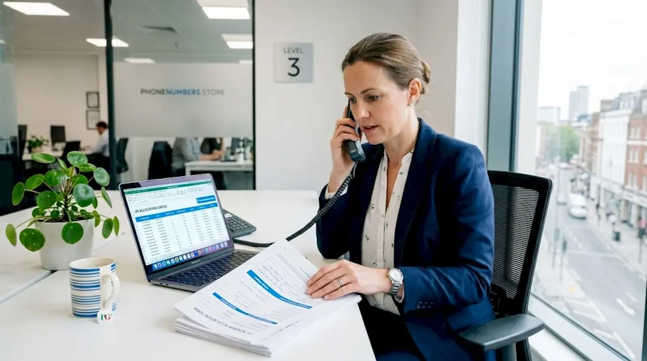 Manager reviews UK phone number licensing documents