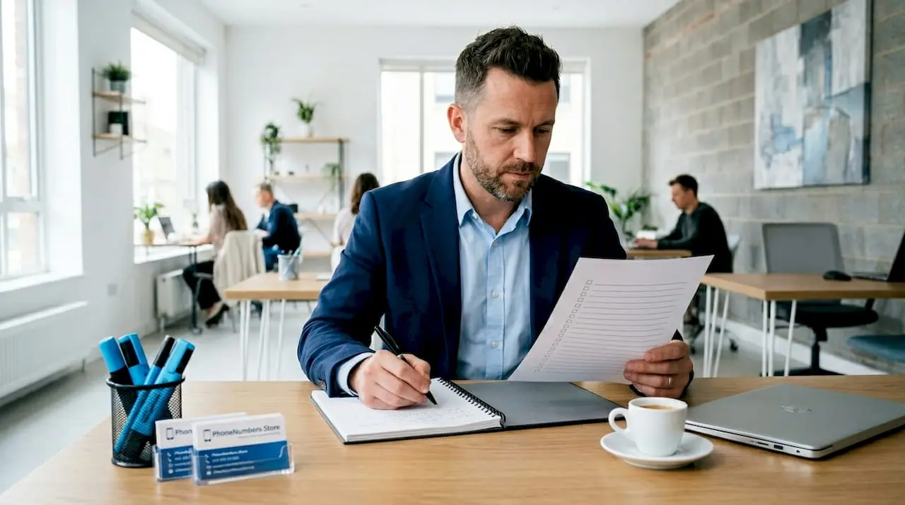 Businessman outlining phone change checklist