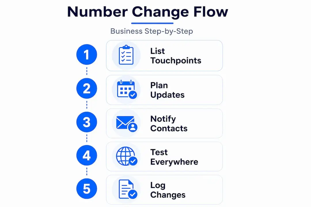 Infographic of business number change steps