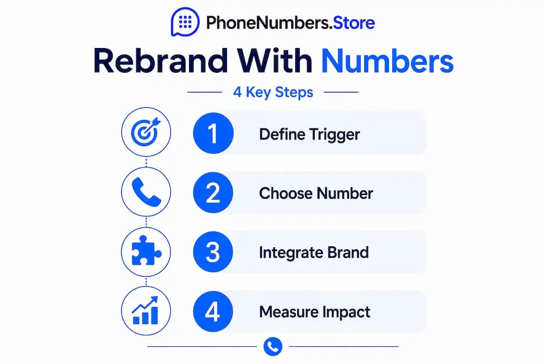Infographic showing four steps of numeric rebranding