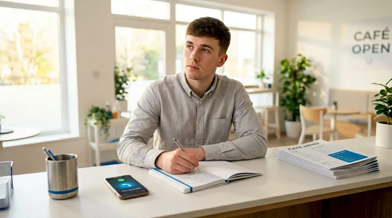 Receptionist recalling and writing phone number