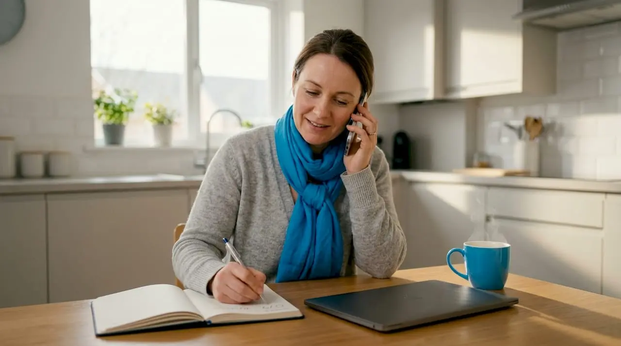 Small business owner logging phone number