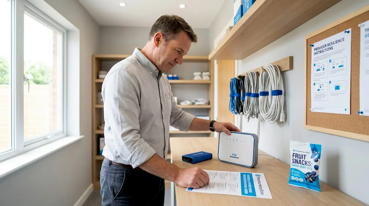 Man checking digital phone line reliability