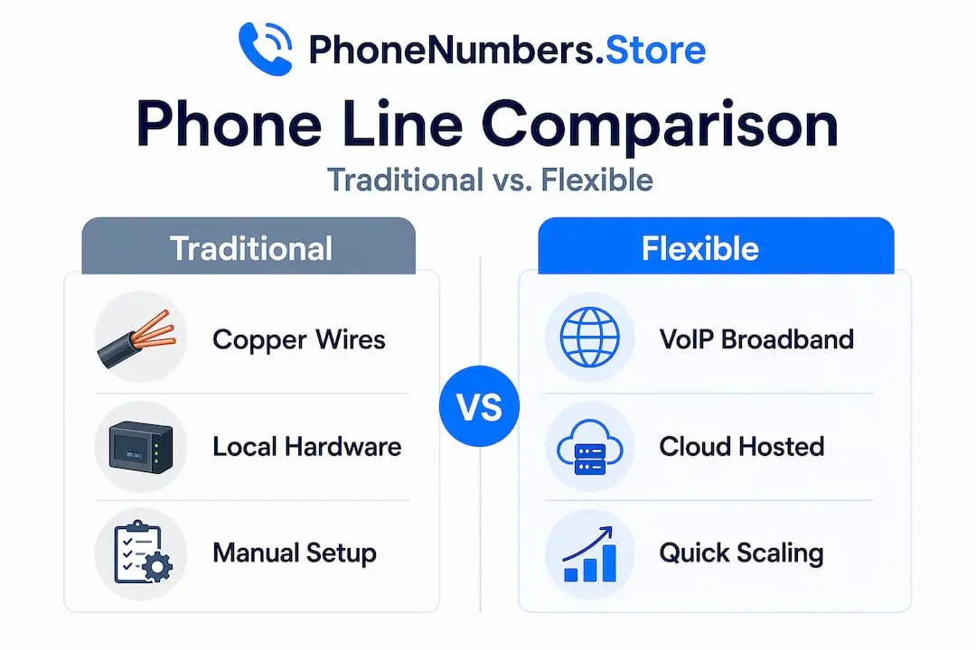 Infographic comparing flexible and traditional phone lines