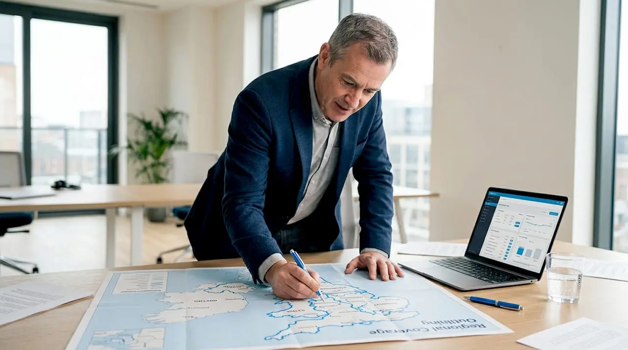 Man reviewing phone number coverage map