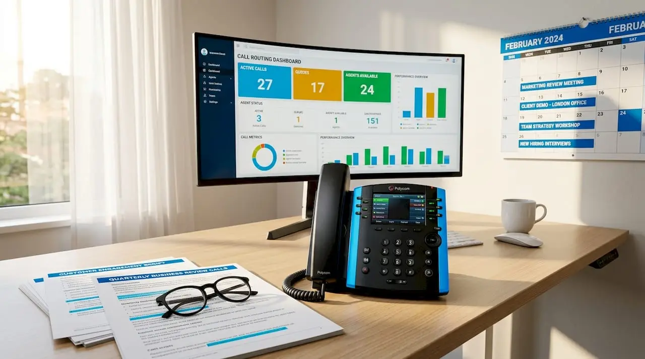 VoIP phone with call routing interface