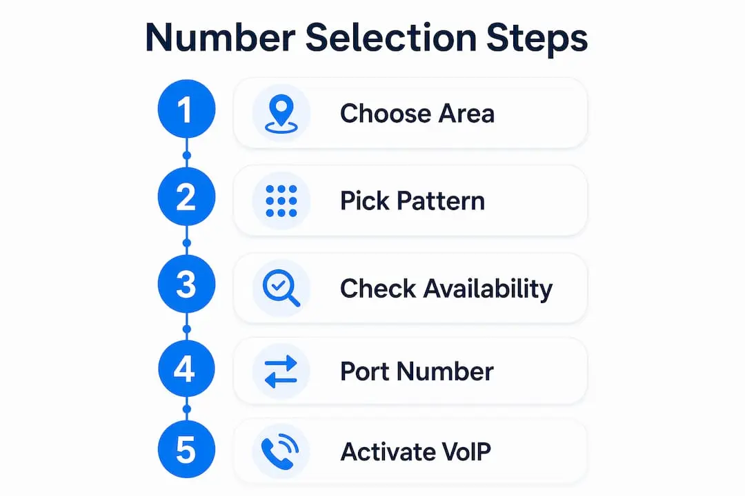 Infographic showing steps to choose UK regional numbers