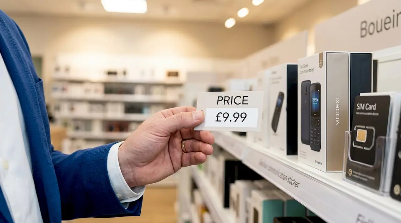 Close-up of price tag showing numeric branding