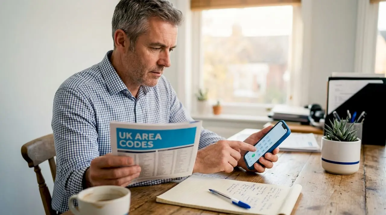 UK small business owner dialing local number