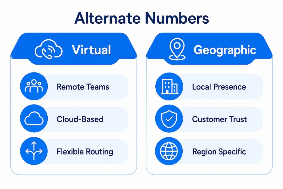 Infographic comparing virtual and geographic alternate numbers