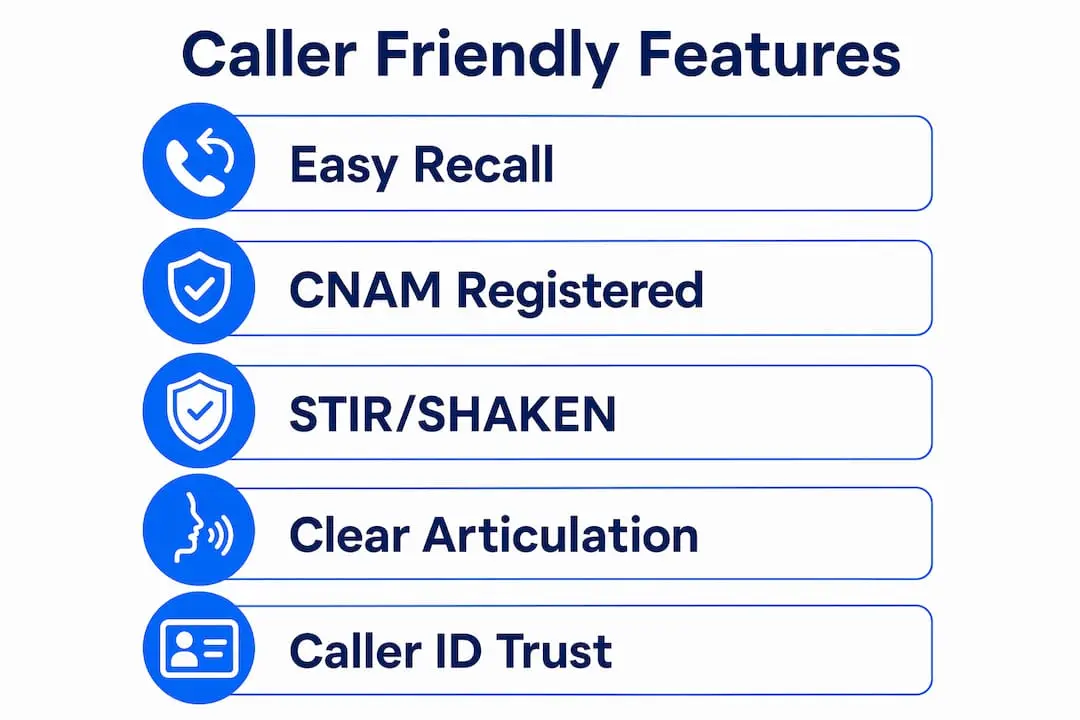 Infographic outlining caller friendly number features