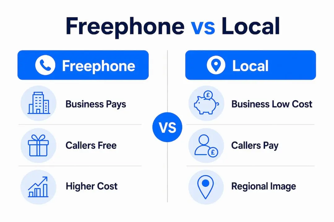 Infographic comparing costs of freephone and local numbers