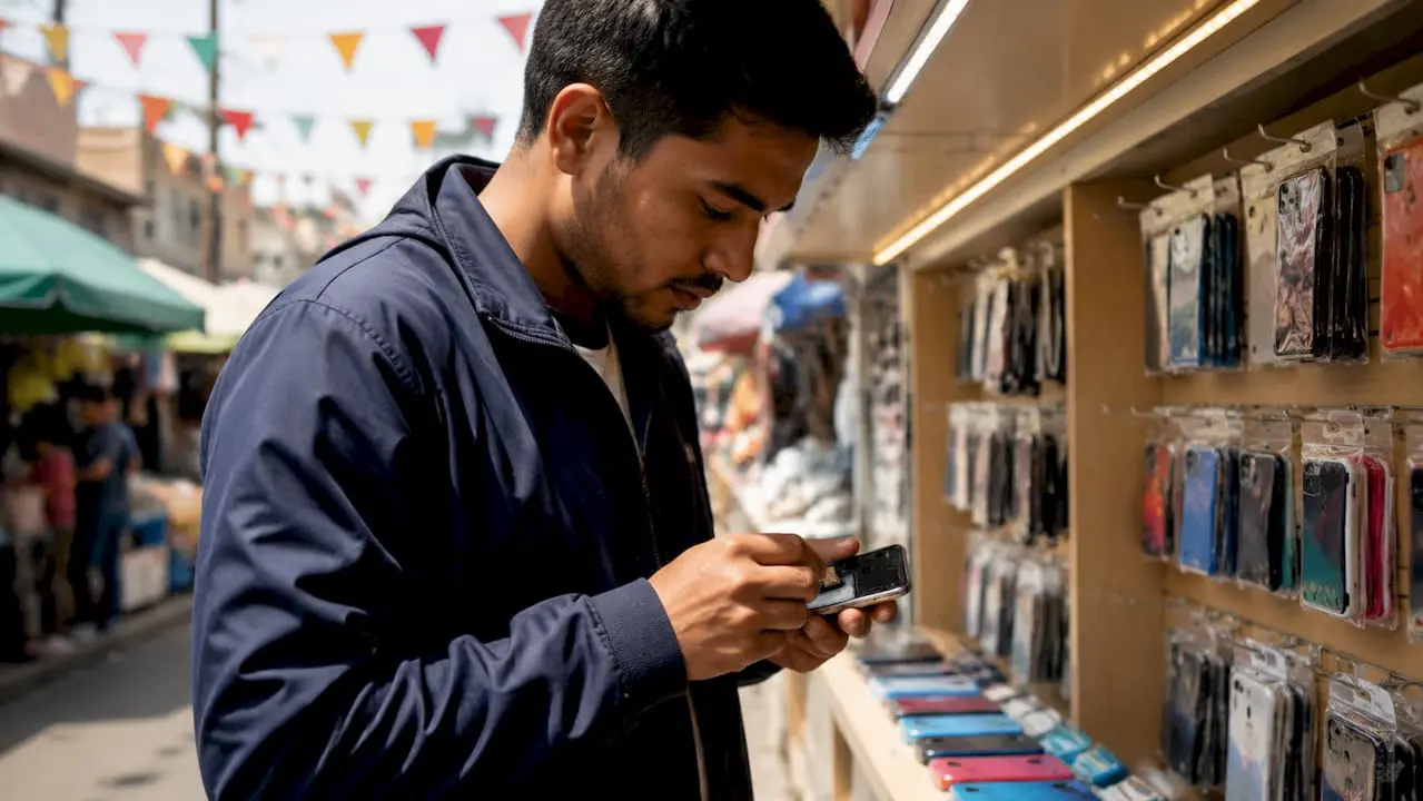 Hands inserting SIM card into locked phone