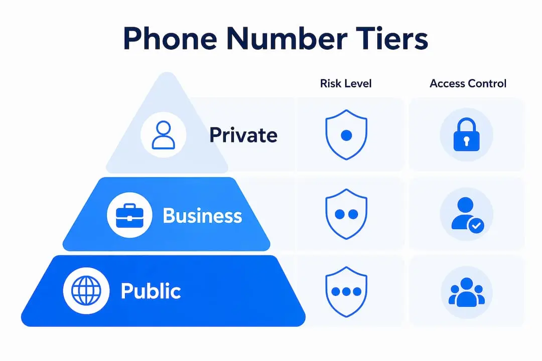 Infographic illustrating three-tier phone number strategy