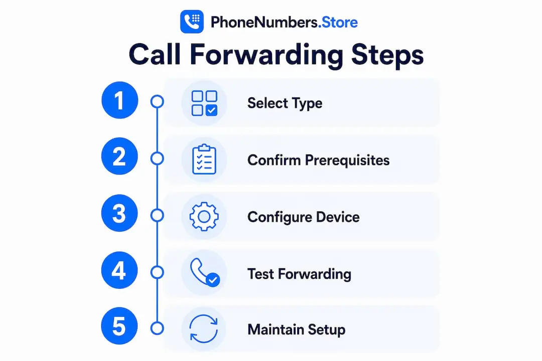Infographic illustrating call forwarding checklist steps