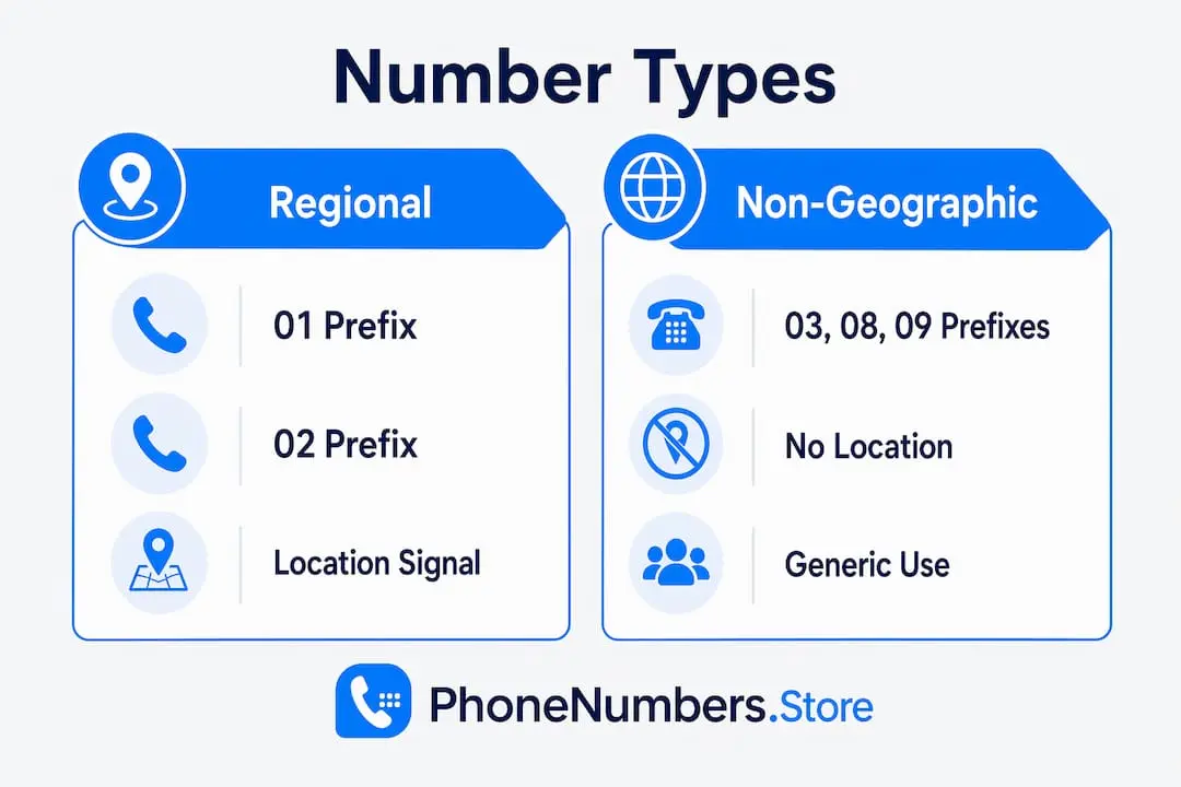 Infographic comparing UK regional and non-geographic phone numbers