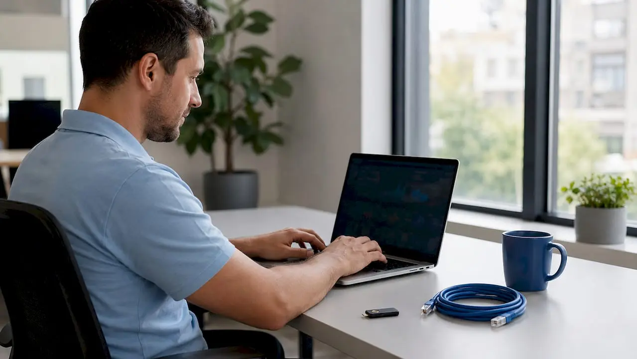 IT specialist managing secure contact data