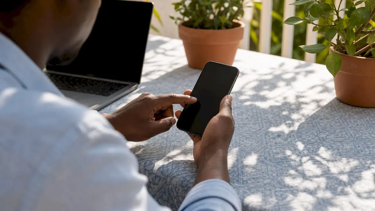 Hands activating phone number protection settings