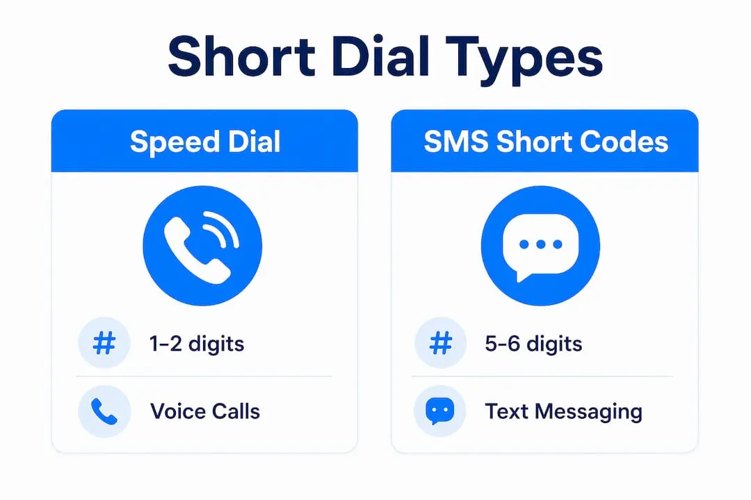 Infographic comparing speed dial and SMS short codes