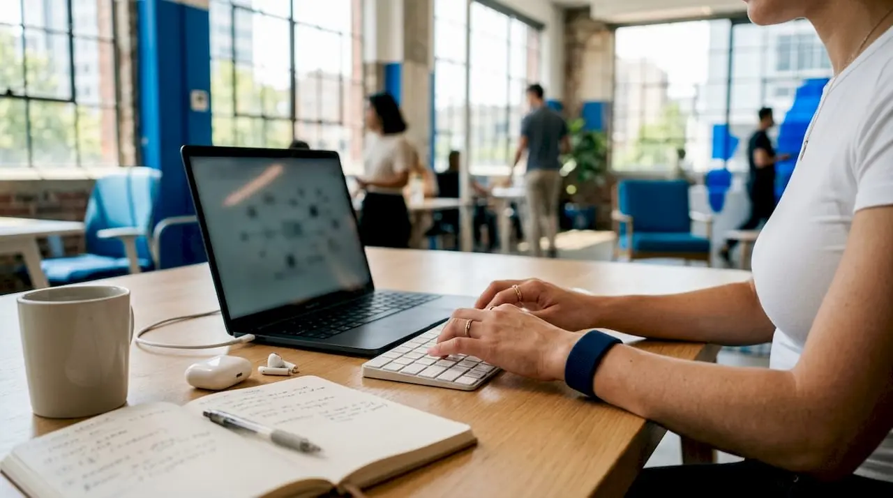 Hands typing on keyboard for VoIP tech setup