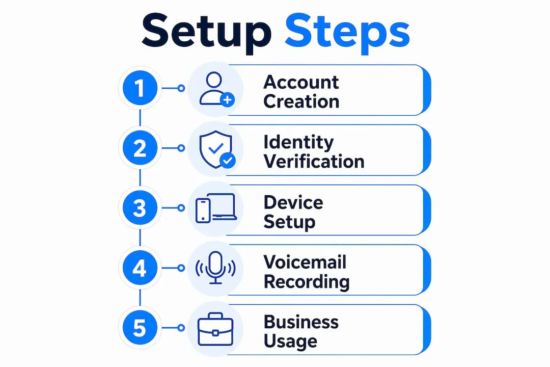 Infographic showing step-by-step business phone setup