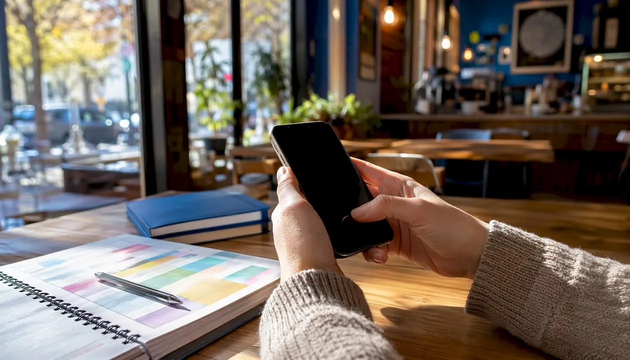Hands texting for STAC code on smartphone