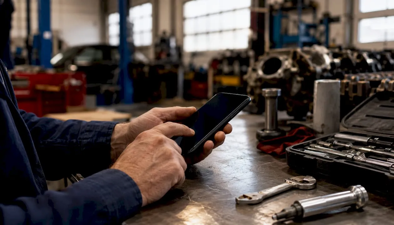 Hands dialing UK trade business phone number