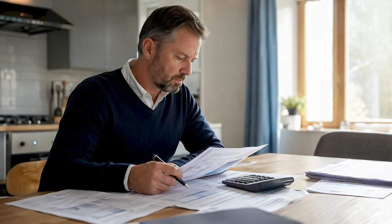 Man reviewing UK trade service documents