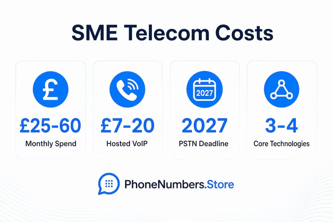 Infographic showing UK SME telecom costs and key statistics