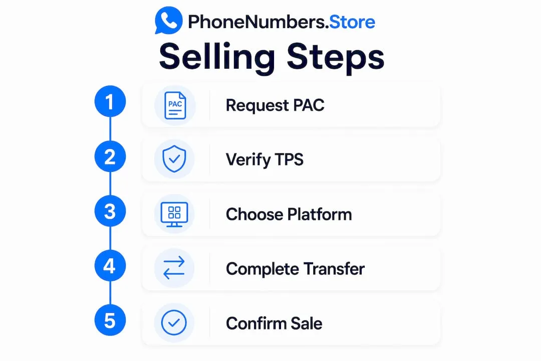 Infographic outlining steps to sell UK phone number legally