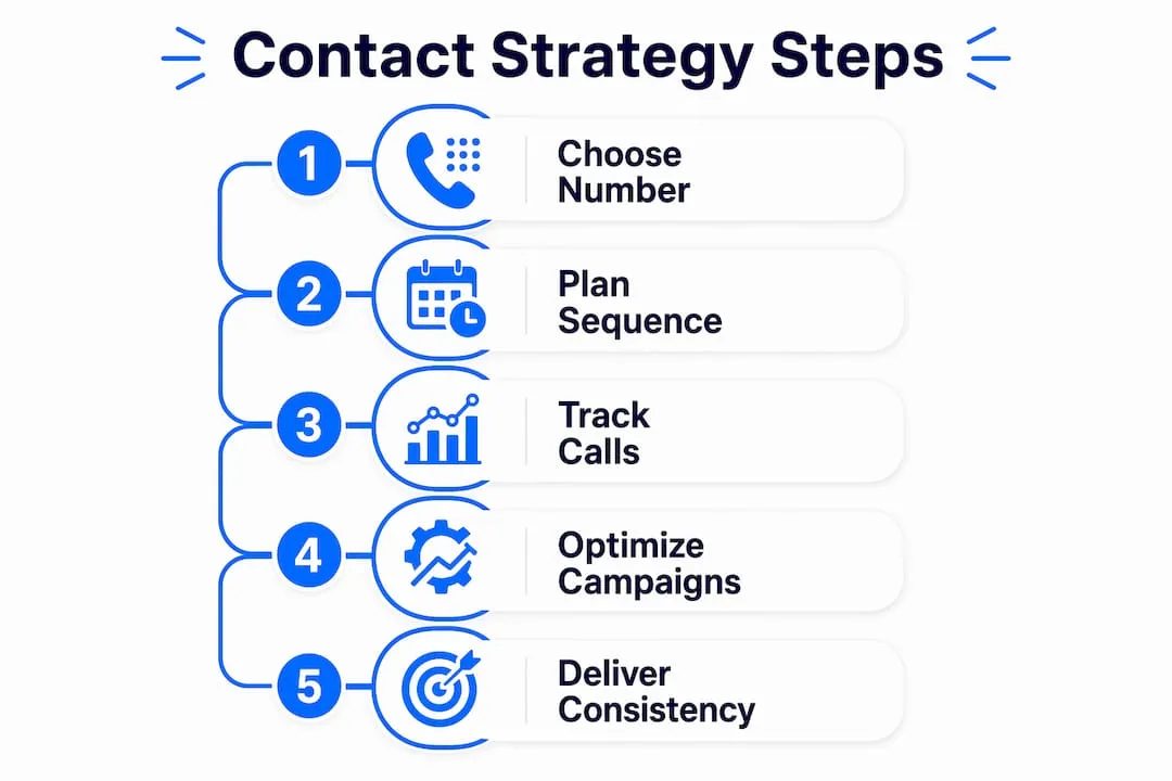 Infographic illustrating contact strategy steps