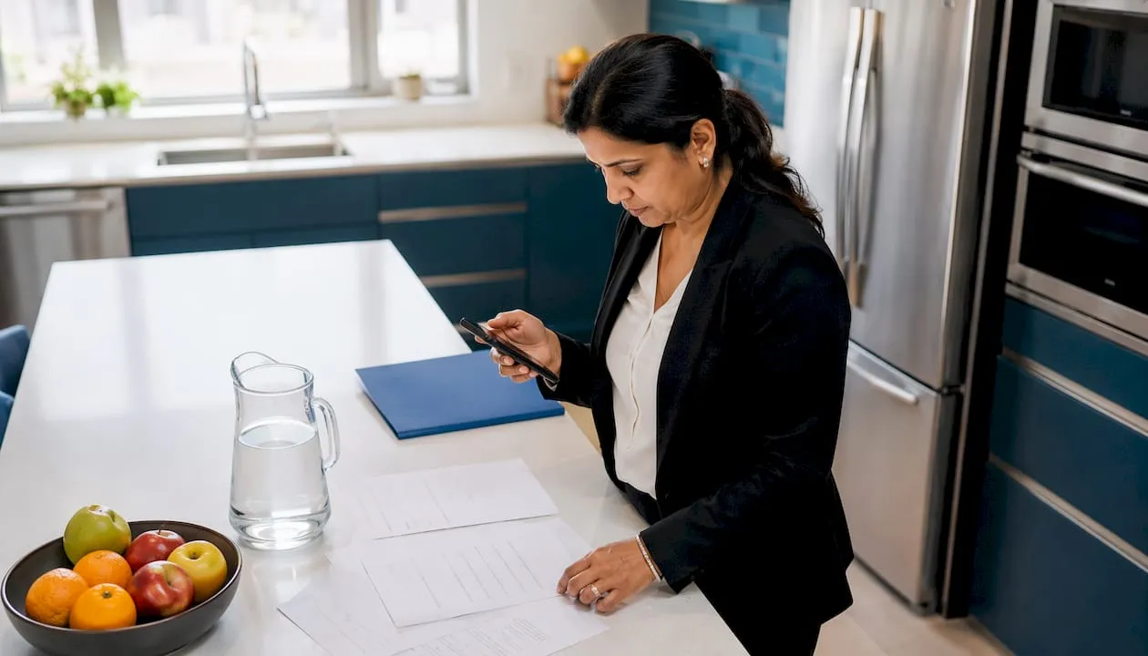 Businesswoman setting up UK business phone number