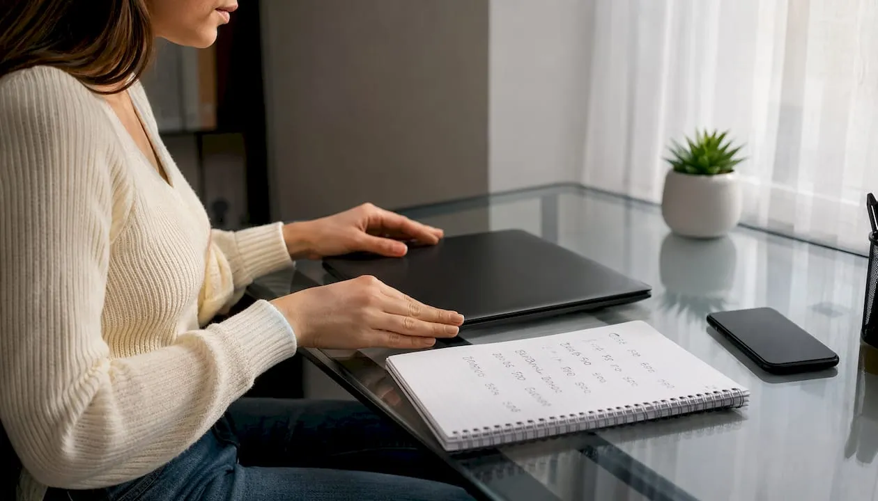 Close-up hands choosing phone numbers in coworking space