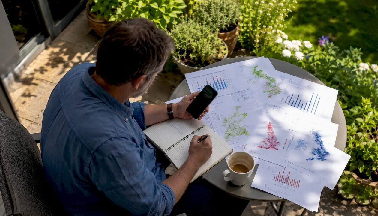 Man comparing UK mobile network coverage