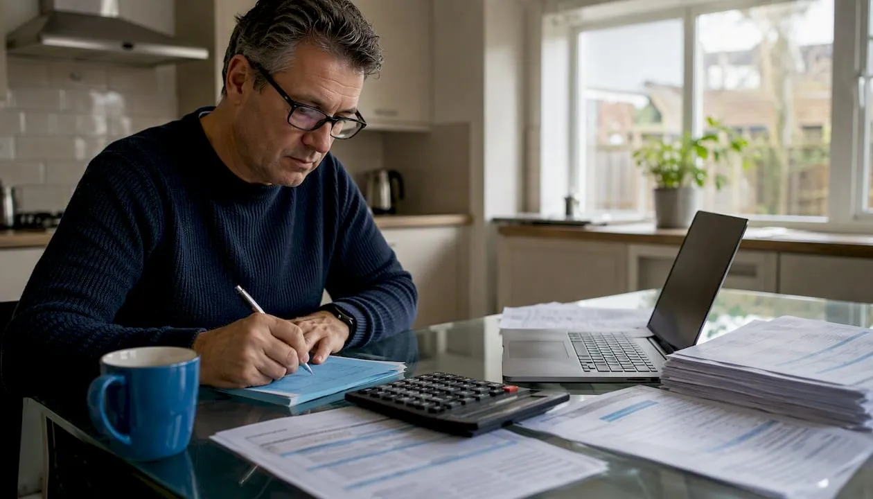 Man reviewing UK telephone number lists