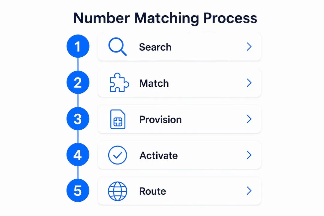 Infographic showing process steps for number matching