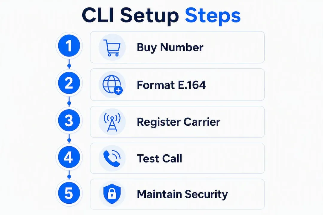Infographic outlining UK caller identification setup steps