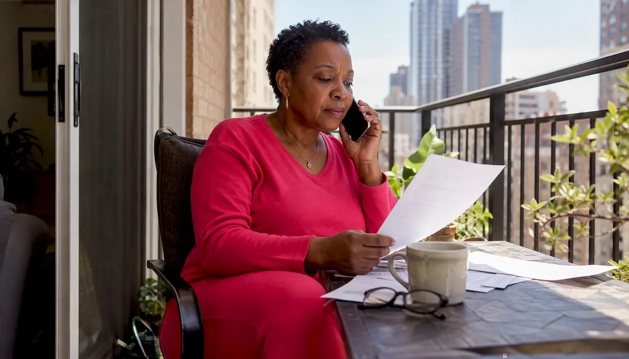 Person calling social security helpline at home phone