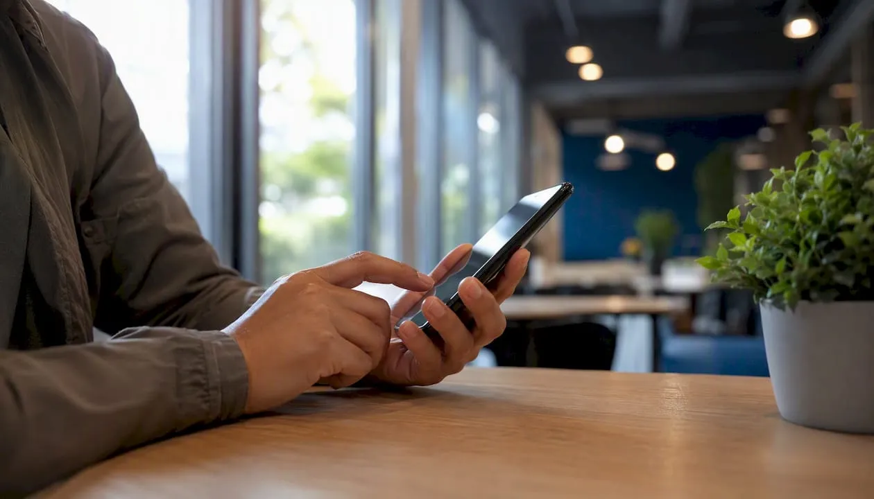 Hands managing call forwarding via phone app