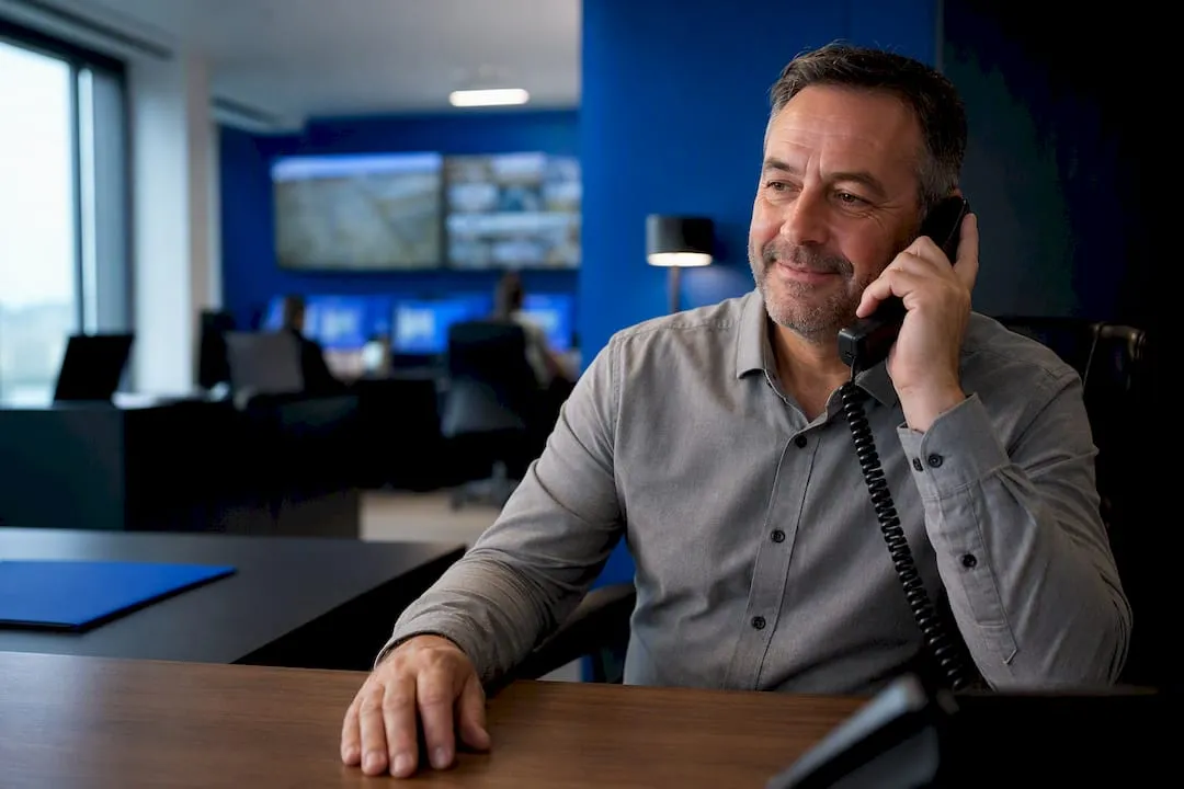 Taxi office setting up business phone service
