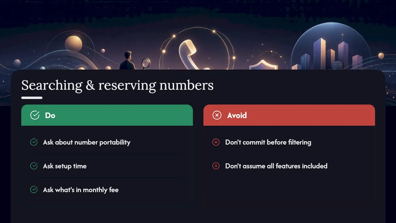 How Phonenumbers Store helps you search and reserve a number — overview diagram