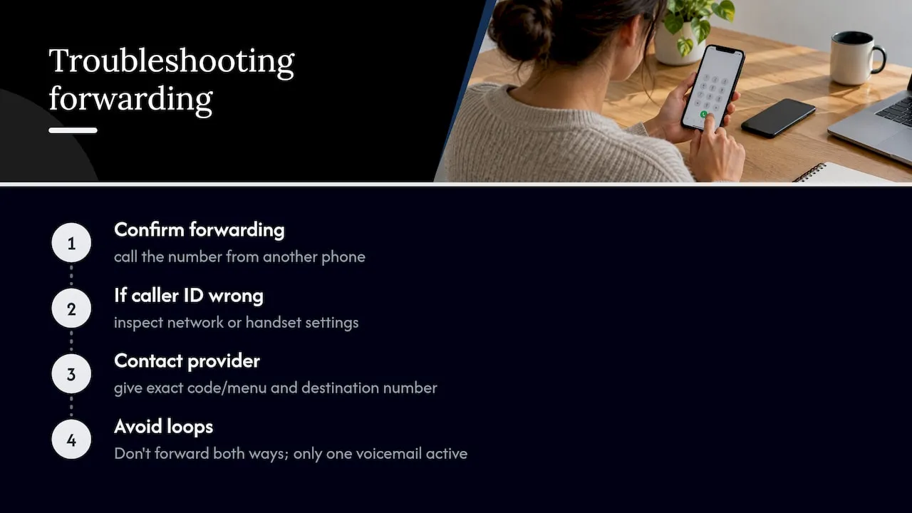 Call forwarding troubleshooting sequence